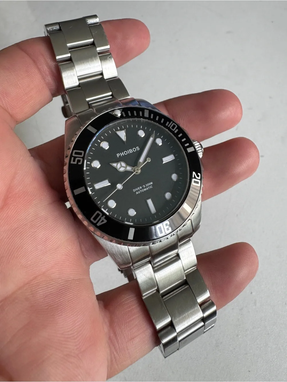 PHOIBOS GREAT WHITE PY006C 300M Automatic Diver Watch Black